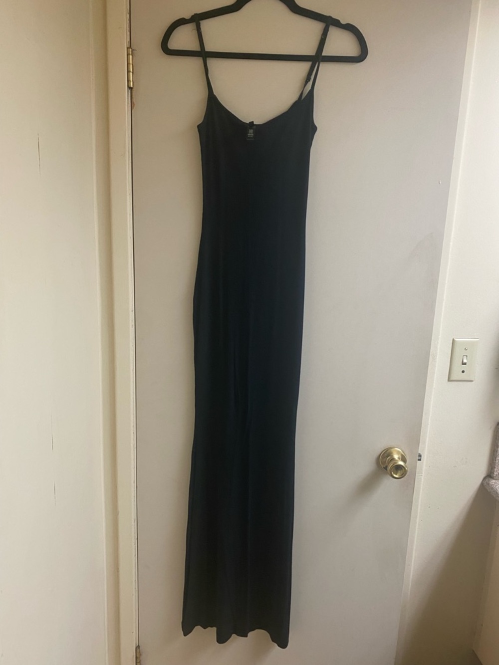 SKIMS Black Slip Maxi Dress with Adjustable Straps